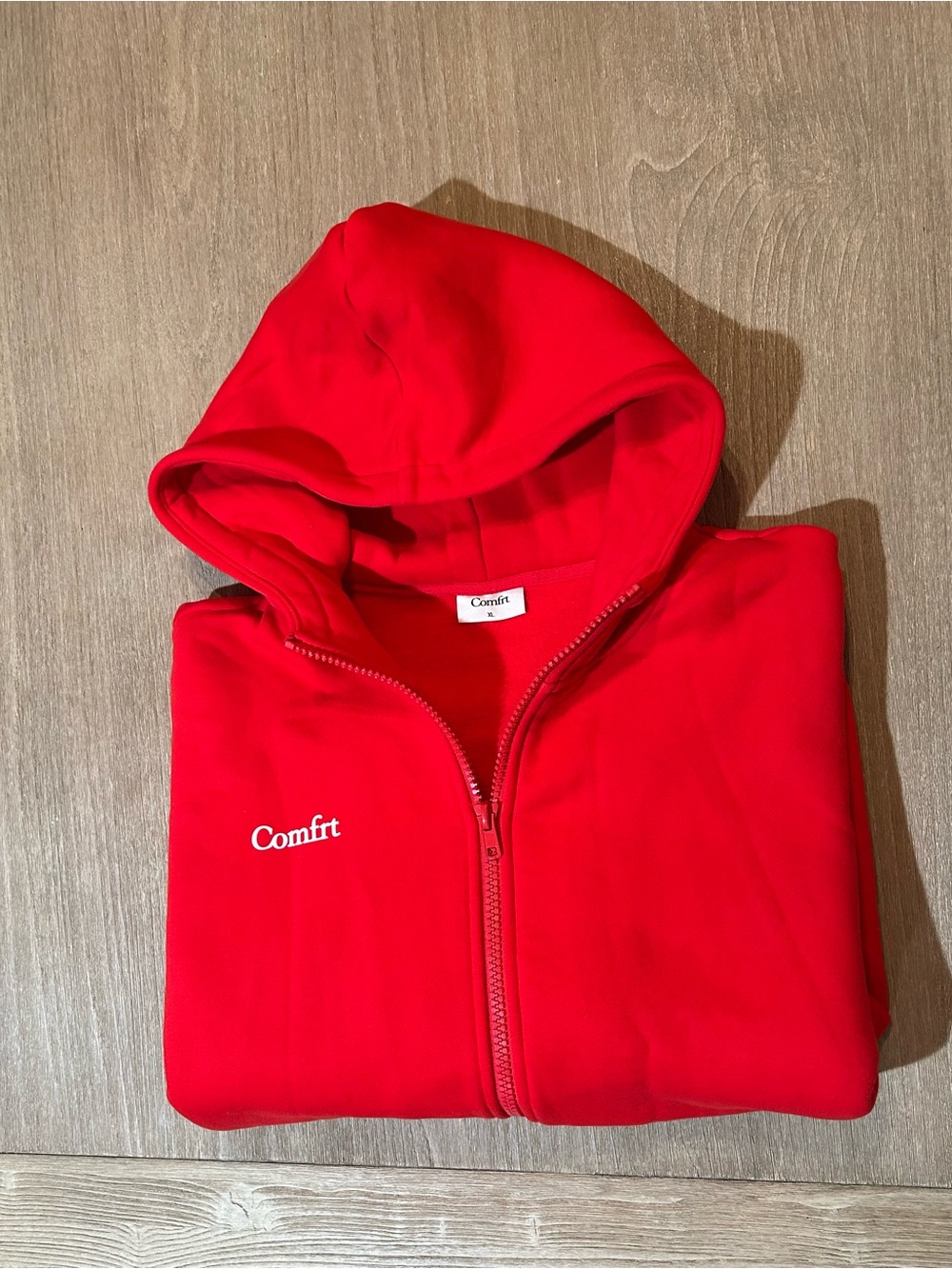 Comfrt Cloud Full-Zip Hoodie – Crimson Red (Size XL)
